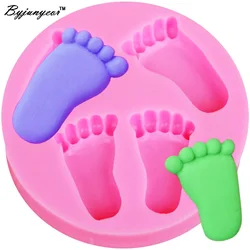 Byjunyeor M136 Little Feet Baby UV Resin Silicone Mold Fondant Chocolate Candy Lollipop Crystal Epoxy Soft Clay Bake Tools