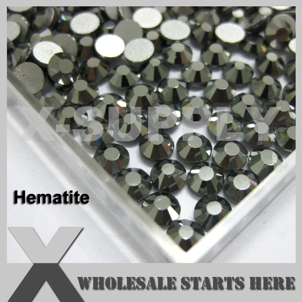 (SS3-SS20,100 Gross/Lot) Hematite Flat Back Rhinestone,Silver Foiled Back,No Glue,Used For Nail Art,Phone Case,Shoes