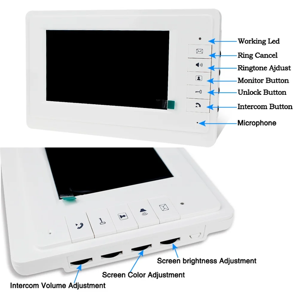 Wired Home 7 inch TFT Video Intercom Doorbell System RFID Camera with 2/3/4 Monitor Doorphone for Multi Apartment Access Control