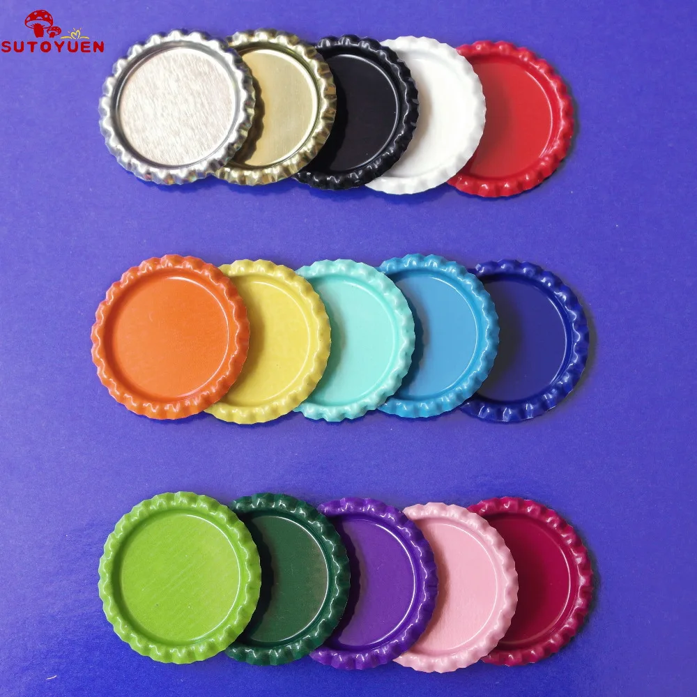 New Arrival 12 Colors Both Side Color Metal flattened bottle caps Without  Holes Flat Bottlecaps  for Necklace Jewerly Hairbows