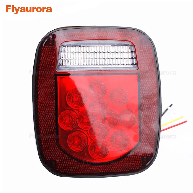 Flyaurora Pair Red/White39 LED/16LED Car Rear Stop Turn Light Tail Reverse License Light for Truck/Trailer/Boat/Jeep TJ CJ YJ JK