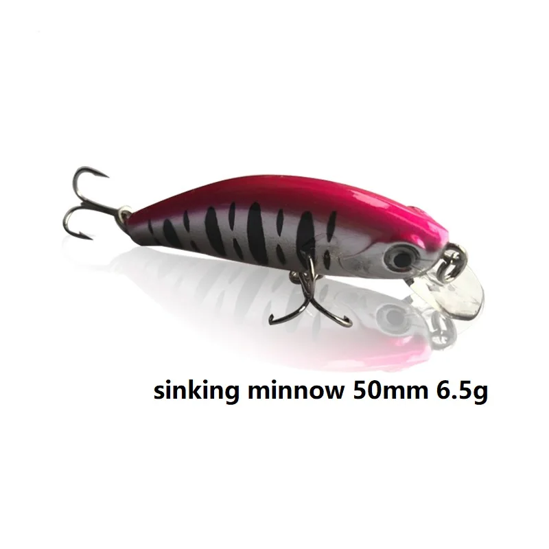 1pcs Minnow Fishing LureS sinking lure Artificial Japan Hard Bait 5cm 6.5g Wobblers with two 8# blood groove hook carp Fishing