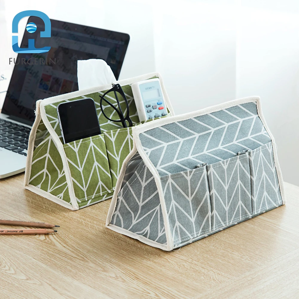 FURGERIN-Foldable Linen Storage Box, Desk Organizer, Durable Tissue Box, Makeup Organizer, Office Storage Bin, Home Office Decor