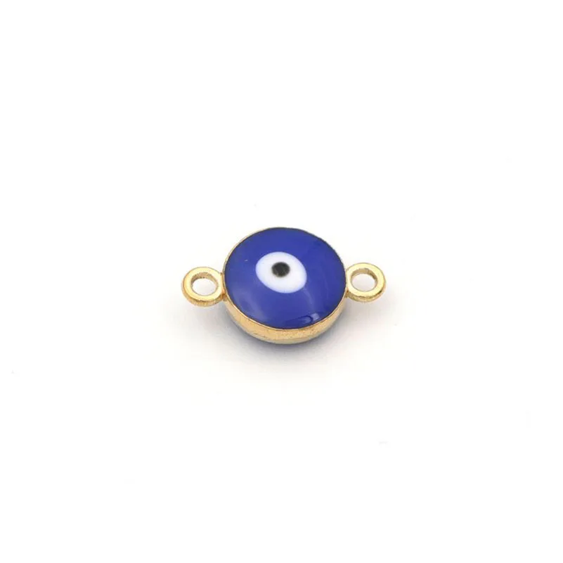 10/20 Zwei Löcher Emaille Stecker Evil Eye Charm Spacer Lose Metall Perlen Für Schmuck Machen Diy Armband Halskette Zubehör – Detail 1