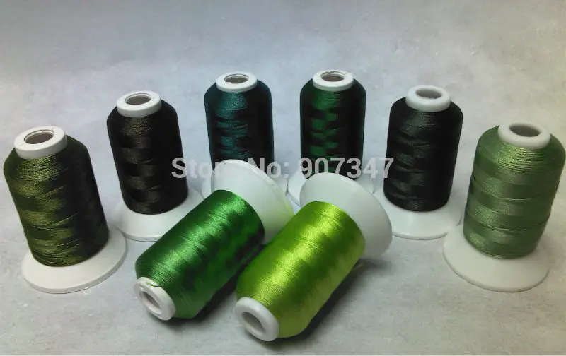 Simthread Green Series Polyester Computer Machine Embroidery Thread Filament 500m*8 ,Strong Strength, Super Sheen ,Light Weight