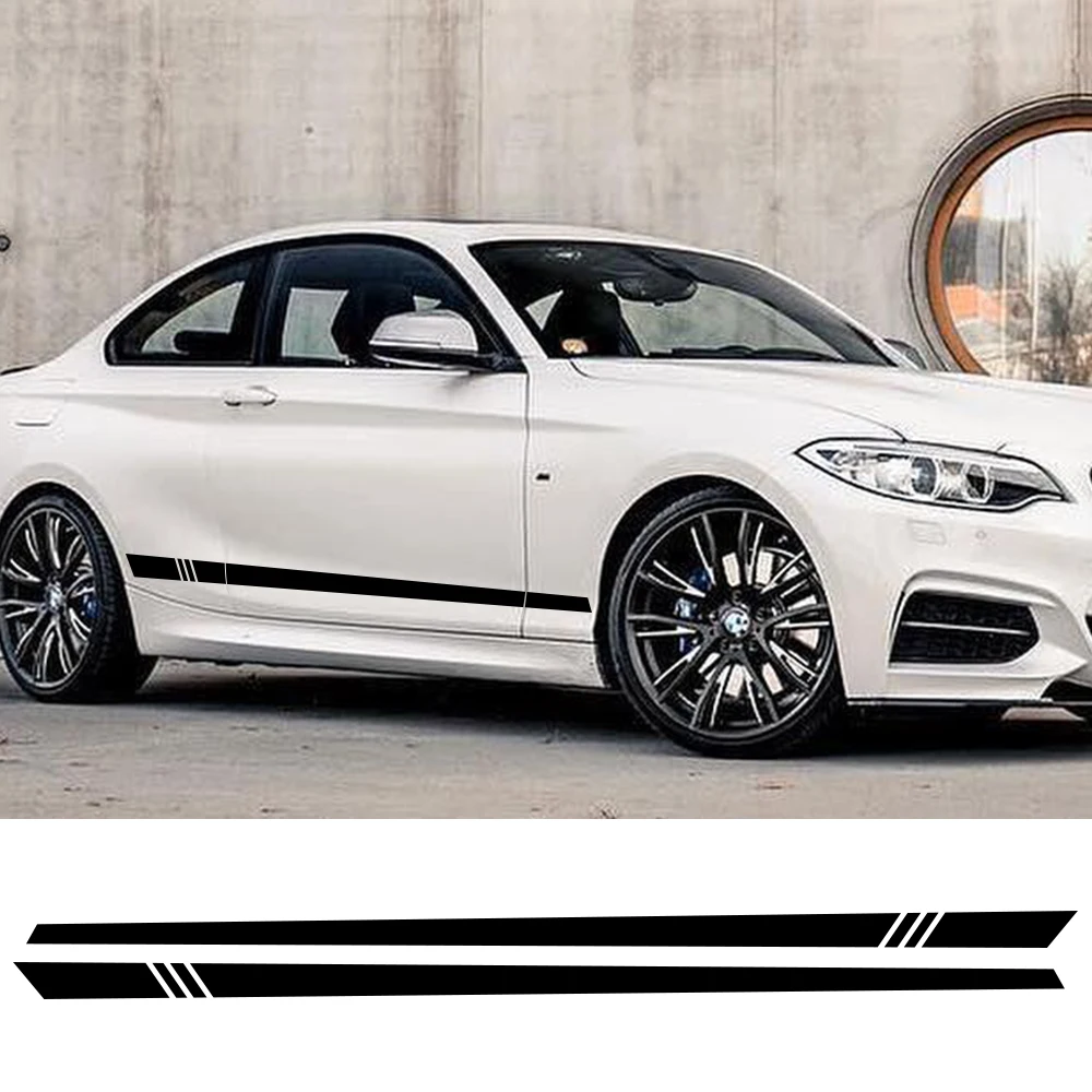 

2pcs Car Sticker Stripe Auto Side Skirts Decal Vinyl Film For Audi BMW Ford VW Toyota Mercedes Benz Tuning Accessories