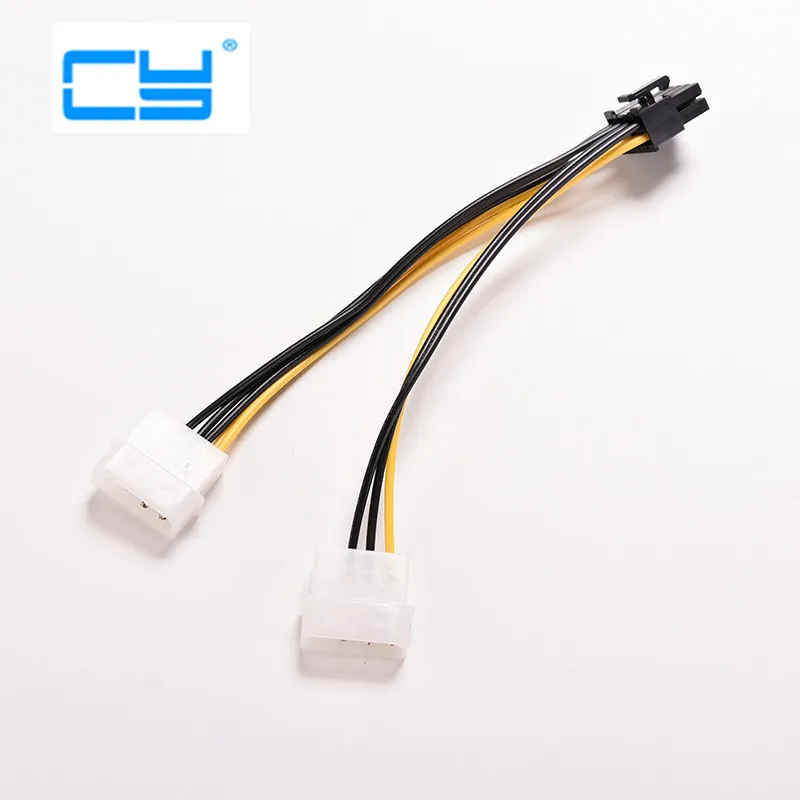 0.15m 8pin PCI Express Male to Dual LP4 4-Pin Molex IDE PCI-E Graphics Card Power Cable for Computer Case Motherboard