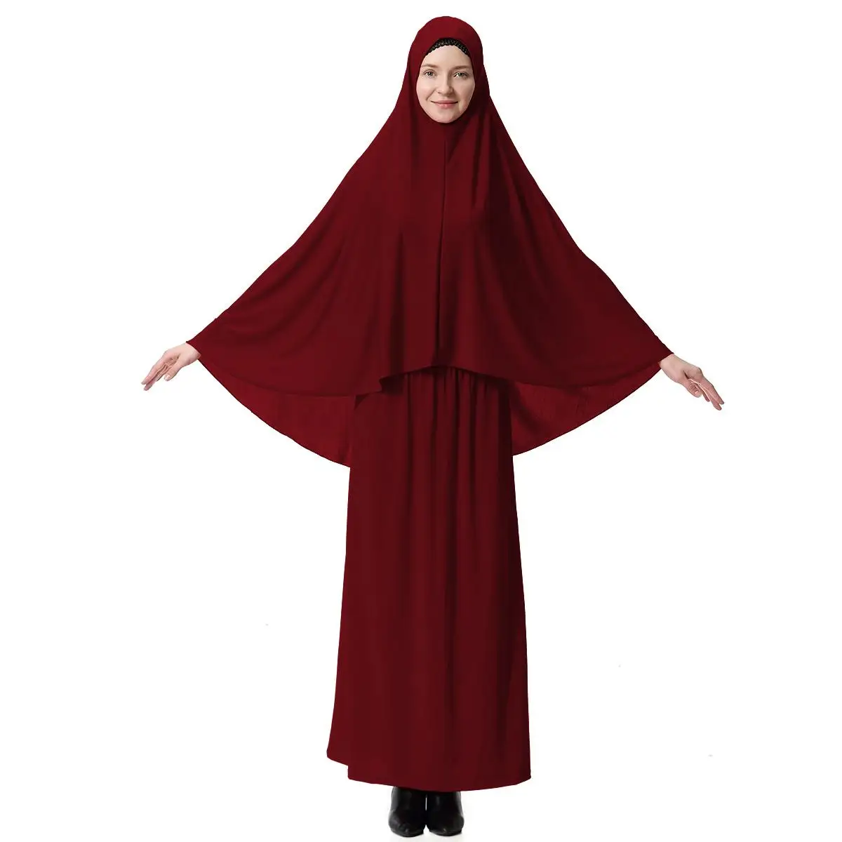 Damska 2-częściowa sukienka muzułmańska Zestaw modlitewny Khimar Abaya Overhead Hijab Skirt Full Cover Islam Clothing Bliski Wschód Turcja Kaftan Robe