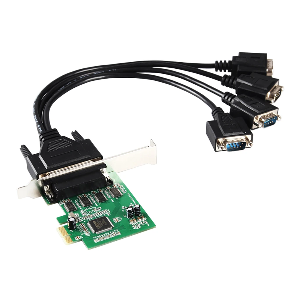 MCS9904 Chipset PCI Express 4 serial ports rs232 db9 PCIe controller card with fan out cable