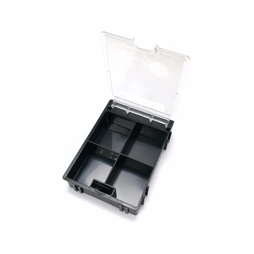 4pcs SMD SMT Electronic Component Mini Storage Box 4 Lattice/Blocks 84x61x19mm black Color