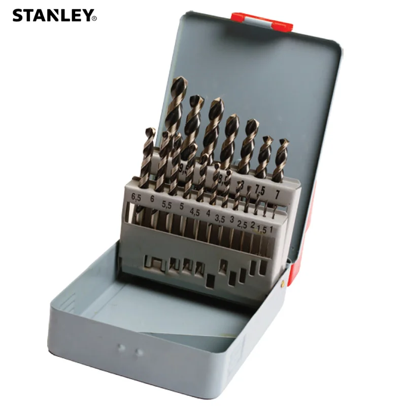 Stanley-conjunto de Brocas Helicoidais Hss Multifuncionais com 1.5 2.5 3.5 4.5 5.5 6.5 7.5 8.5 10 mm 19 Peças