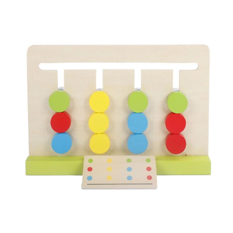 Montessori educação brinquedos de madeira quatro cores jogo cor correspondência cedo criança crianças educação aprendizagem brinquedos blocos de construção