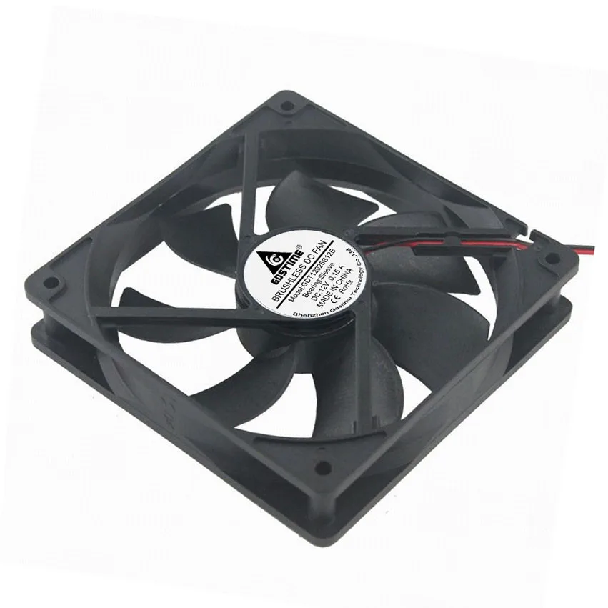 

10 Pcs Gdstime 2 Wires 12V 5 inches 120mm x 25mm 12cm DC Brushless Industrial Cooler Cooling Fan 120x120x25mm Without Connector