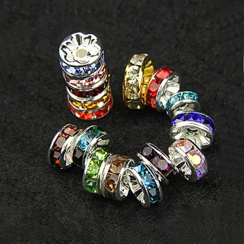 50 unid/lote 8mm Rondelles de diamantes de imitación cuentas de cristal espaciadoras sueltas cuentas para DIY joyería hecha a mano hallazgos suministros