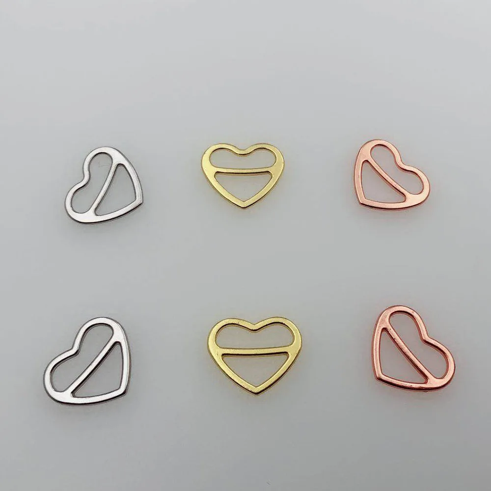 20pcs/lot Zinc alloy bra sliders heart shape lingerie strap adjusters For Lingerie Adjustment DIY Accessories