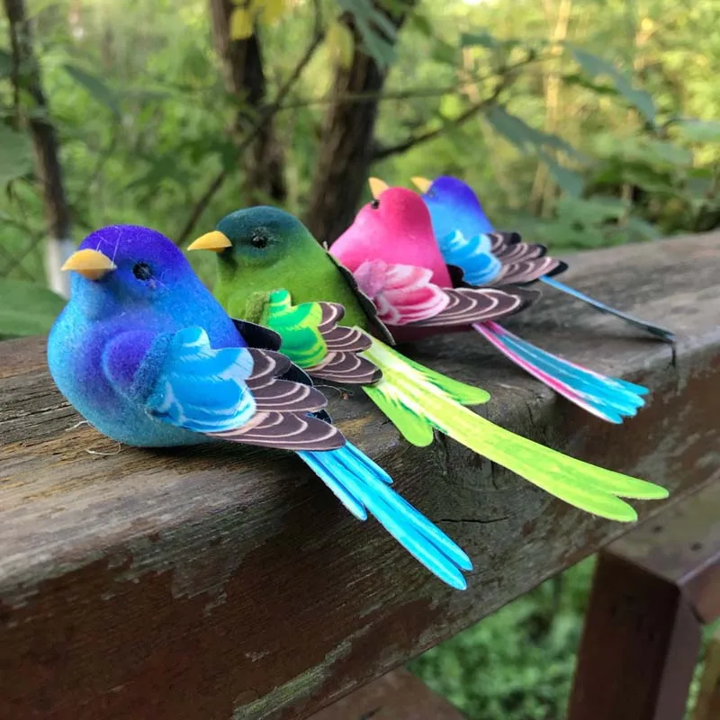 4PCS,Length:6-10CM,Artificial Foam Colorful Love Birds With Magnet/Clip,Bird Christmas Ornament DIY For Wedding Decoration,Home