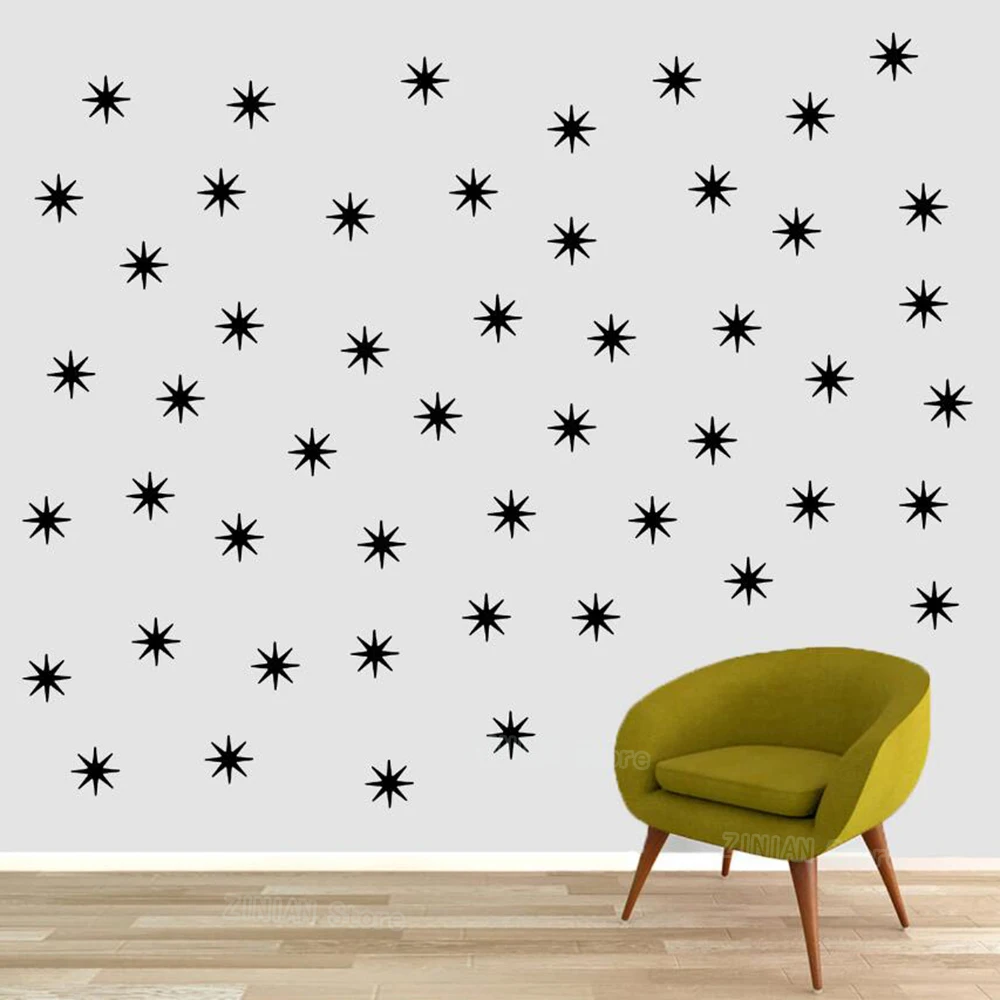 48 pcs Retro Starbursts Wall Decal Set for Baby Room Large DIY Stickers Removable Stars Wall Sticker Girl Boy Nursery Decor Z349