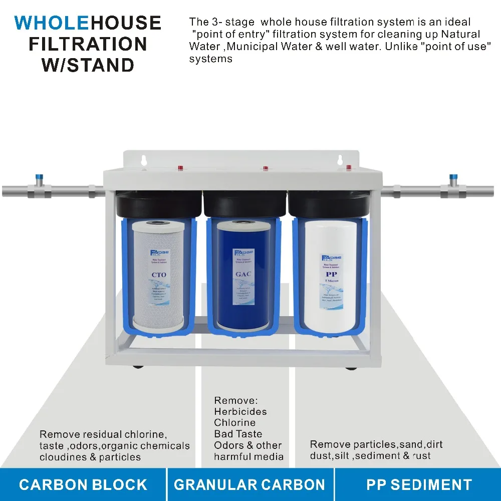 High Quality! 3-Stage Big Blue Whole House Water Filtration System with 10\