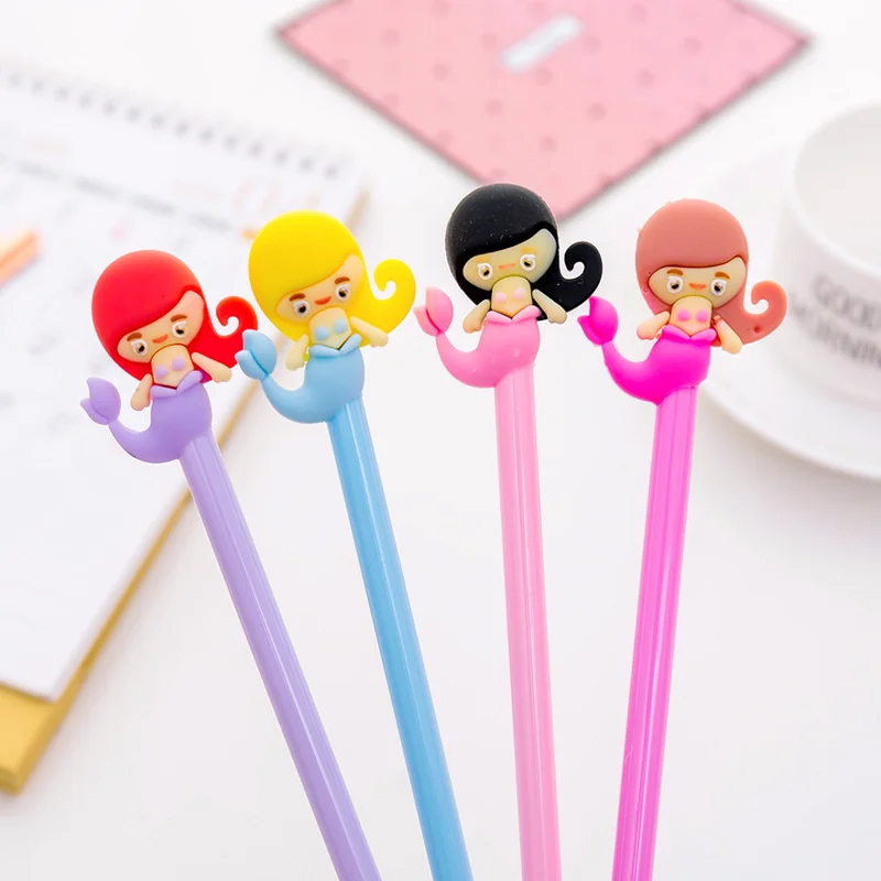 2 PCS 0.38 MM Candy Colors Mermaid Gel Pen Ink Marker Pen School Office Supply Escolar Papelaria Office Signature Pen