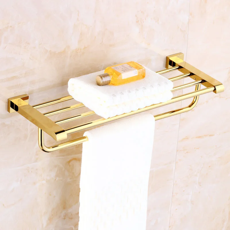 Towel Racks Copper Bath Towel Holder Bathroom Wall Mounted Fixed Bath Towel Rack 50-60cm Towel holder with hook bath hardware