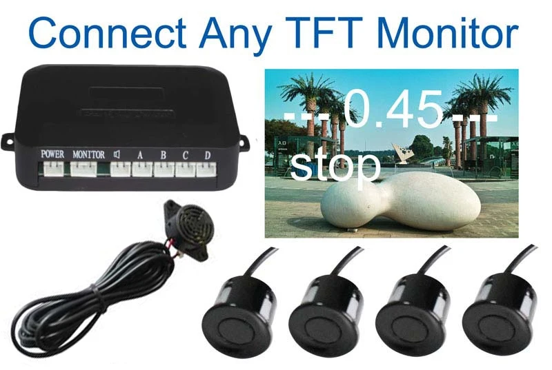 Car Parking System with 4 Sensors visual Car video Parking Sensor Auto parking Connect Car DVD Monitor And Rearview Camera