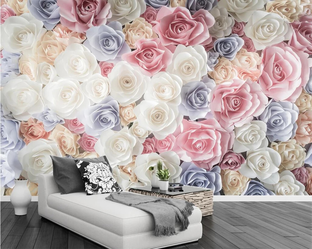 

Beibehang Custom wallpaper 3D TV background walls hand-painted flowers garden roses living room bedroom backdrop 3d wallpaper