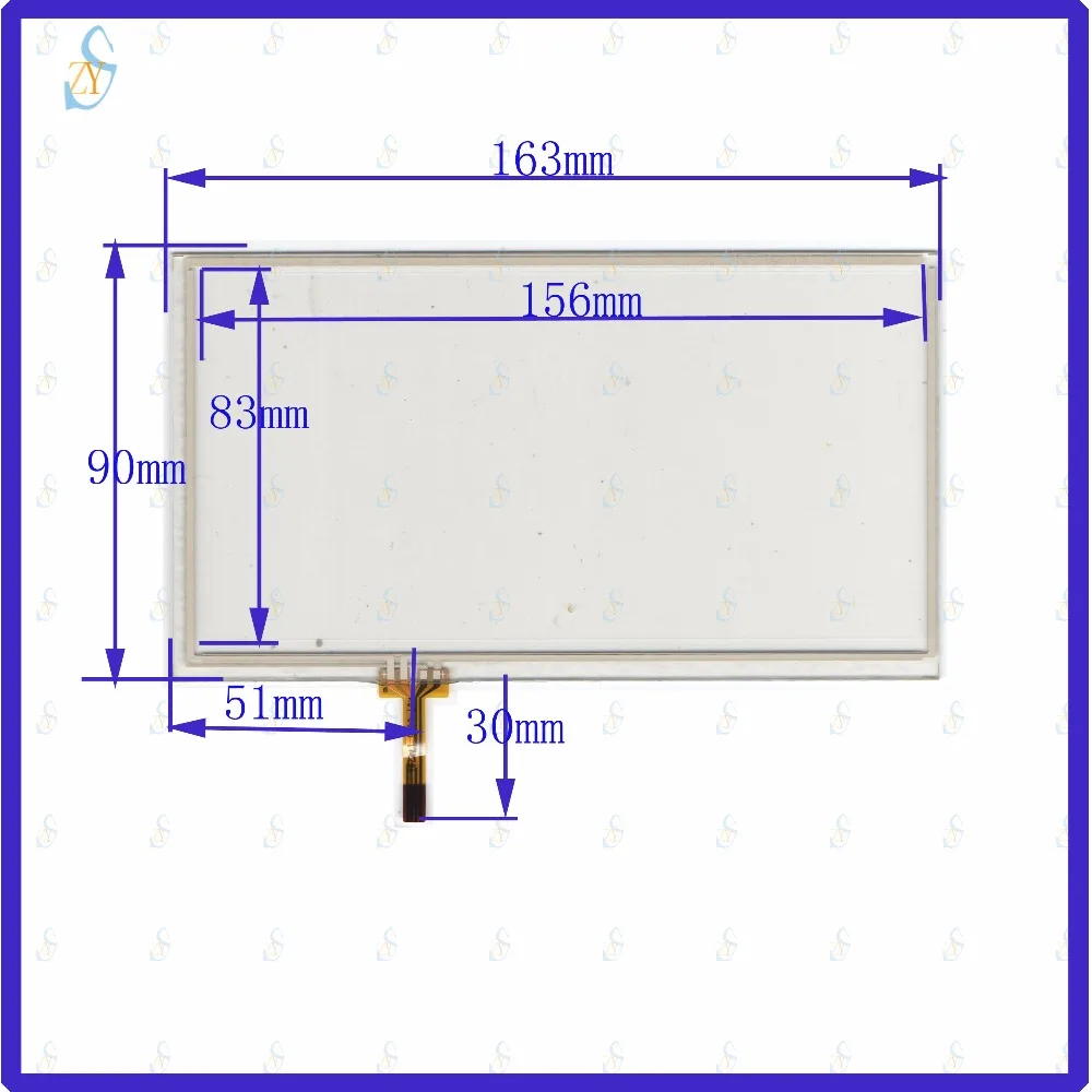 

ZhiYuSun 163mm*90mm KDT-6035 7inch 4-wire resistive touch panel for Car DVD, 163*90GPS Navigator screen glass