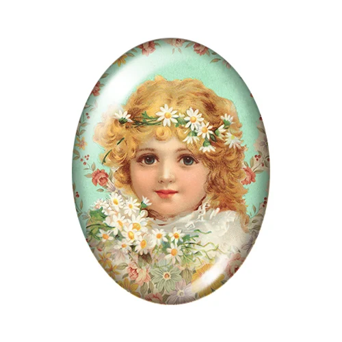 Vintage angel baby Virgin Mary 13x18mm/18x25mm/30x40mm mixed Oval photo glass cabochon demo flat back Jewelry findings TB0081