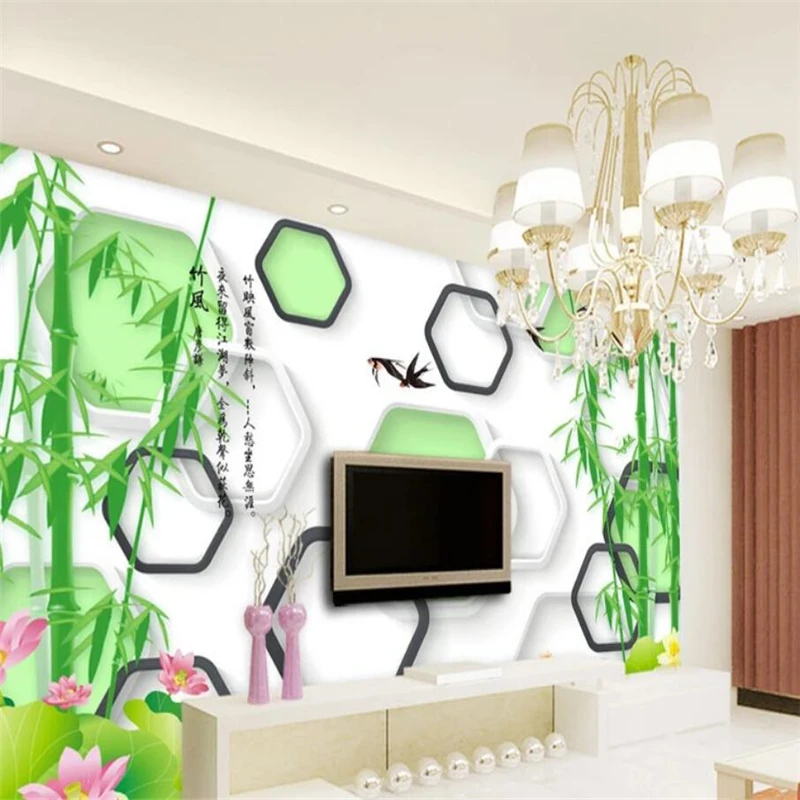 

Decorative wallpaper High-definition 3D landscape lotus flower background wall