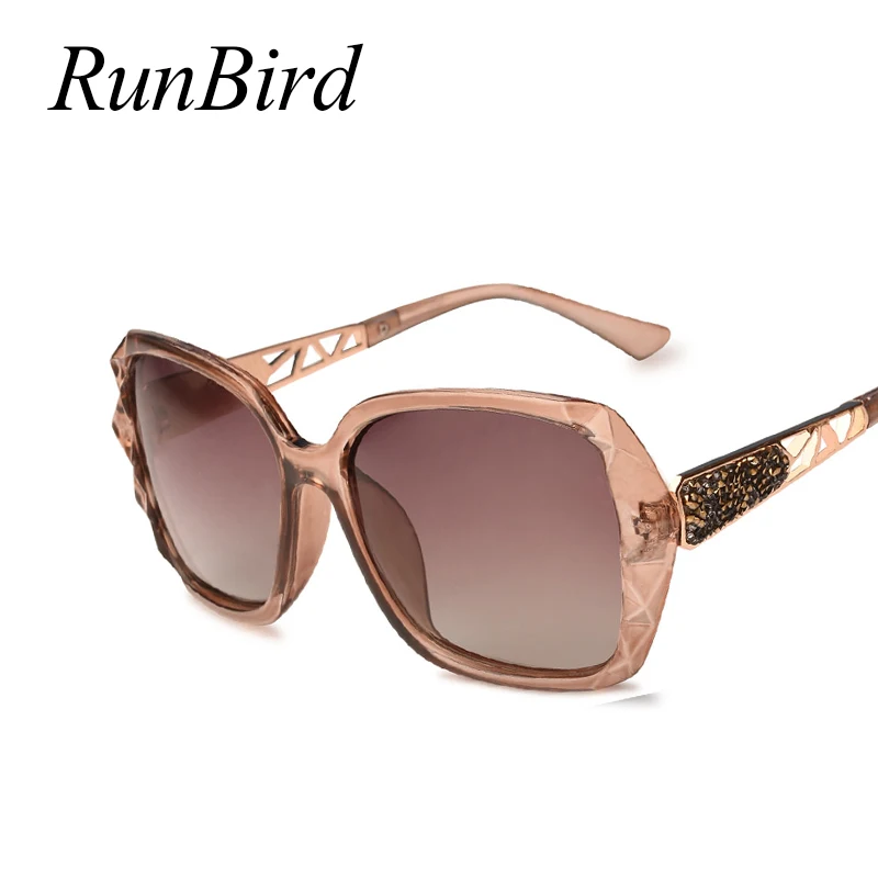 RunBird Women Polarized Sun Glasses Luxury Brand Design Sunglasses Oversized High Quality Female Prismatic Eyewear 038R