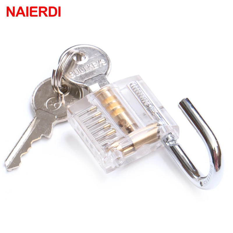 NAIERDI Transparent Locks Pick Visible Cutaway Mini Practice View Padlock Hasps Training Skill For Locksmith Furniture Hardware