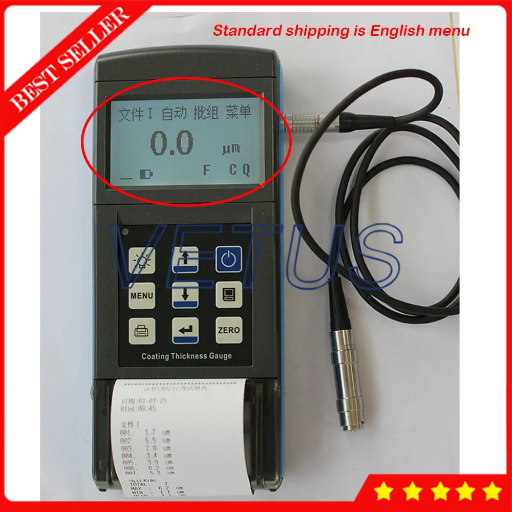 PRCT300N aluminum Coating Thickness Gauge Tester N probe Eddy current working principle 0 to1250 range With print function