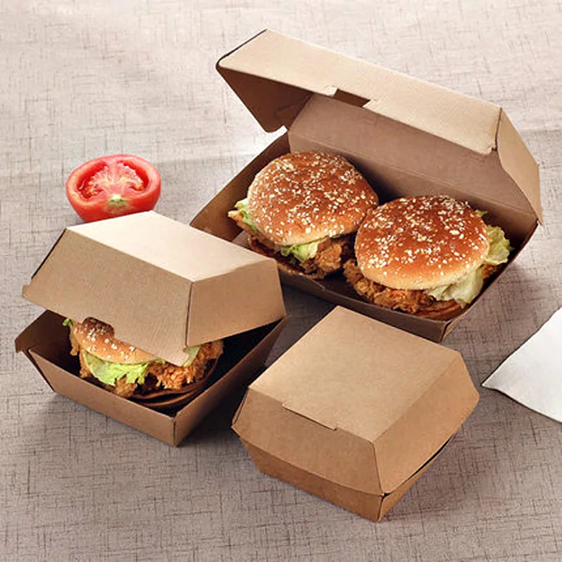 Disposable Kraft Hamburger Box, Fast Food, Fried Chicken, Beefsteak, Wrapping Boxes, Take-out Food Packing Box, Doggy Bag