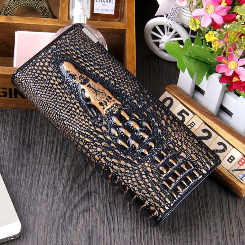 2023 Women Wallets Luxury Brand Wallets Designer Purse Genuine Leather 3D Alligator Hasp Coin Purse Female Long Clutch Bag S080
