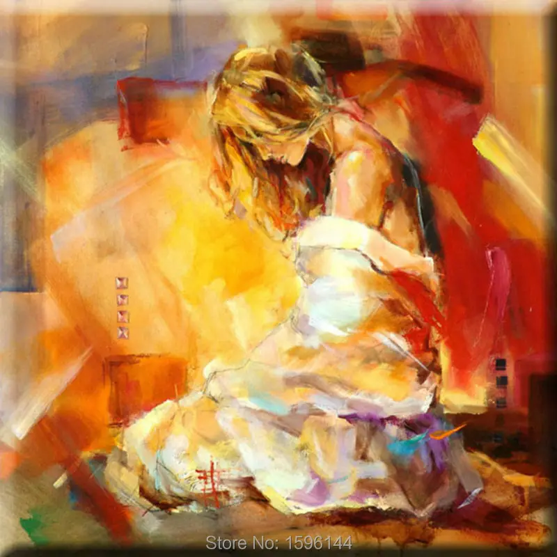 

High-quality Oil Painting Hand painted Figure Painting Sexy Woman Bright colors Modern Wall Art Picture Painting Canvas #864