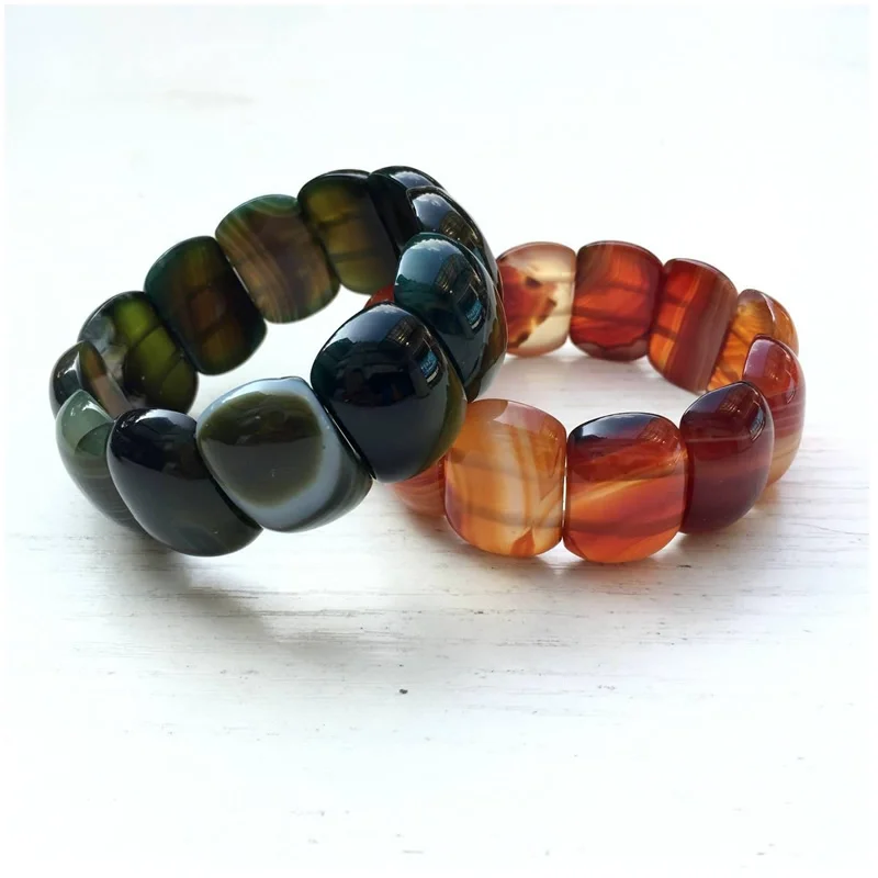 

Natural Botswana Agate and Sardonyx Stone Beads Bracelet, Natural Gemstone Bangle, Fine Jewelry for Women, Gift, Wholesale