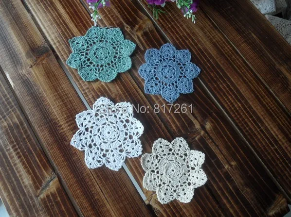 2015 new arrival cotton crochet lace doilies for table decoration knitted table pad with flower felt tablemat put holders mats