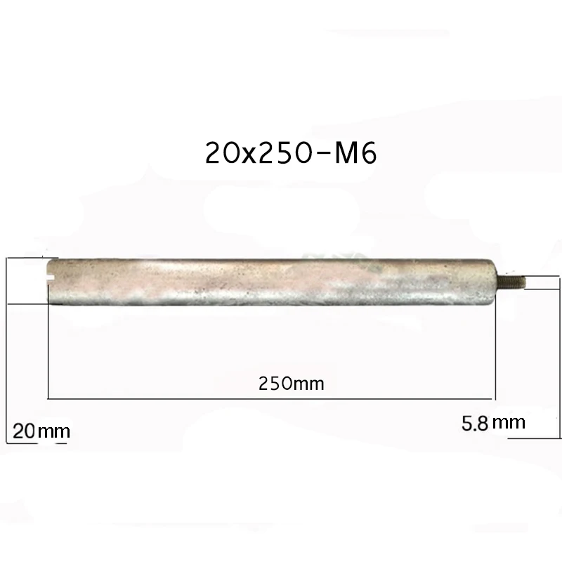 20*250mm-M6 Magnesium Anode Rod for Solar Water Heater Systems With 1