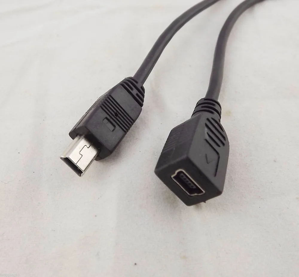 1pcs Mini USB B 5 Pin Male Plug To Female Jack Extension Data Adapter Lead Cable Cord 25cm