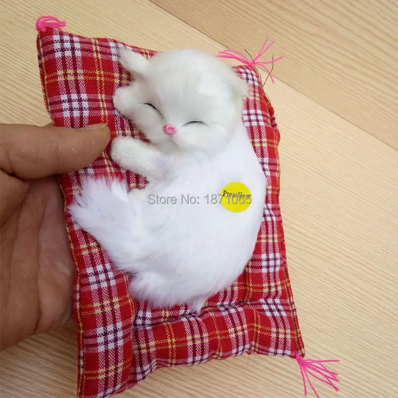 Simulation Animal Doll Stuffed Toys Sleeping Cat Toy With Sounding Kawaii Toys For Kids Birthday Gift Doll Decorations