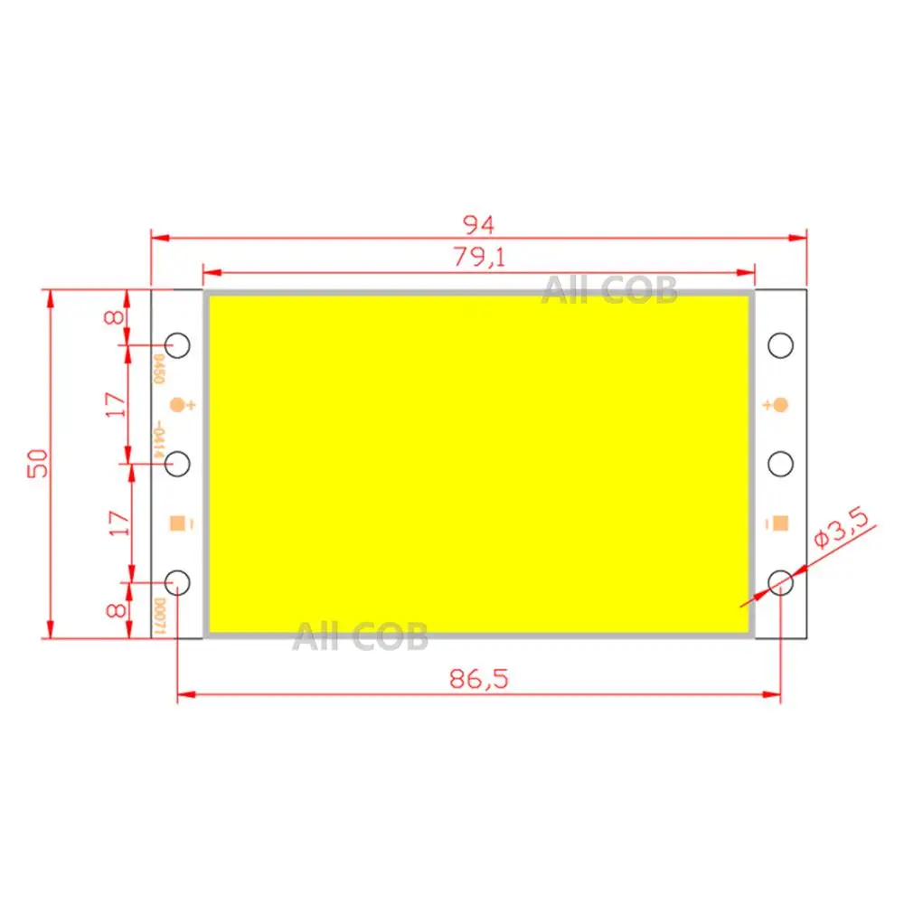 10pcs 12V cob led auto light source 94m 50mm 16w 1600lm cob chip bulbs warm cold nature white blue led cob panel for diy lamp