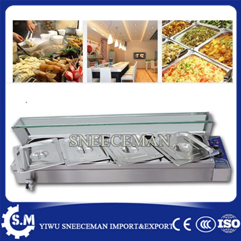 4pans Fast Food Restaurant Severy Counter Stainless Steel Food Warmer