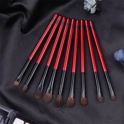 Professional 9Pcs Eye Makeup Brush Set Natural Pony Hair Eyeshadow Smoky Blending Eyebrow Buffer Make up Pencil Concealer Brush