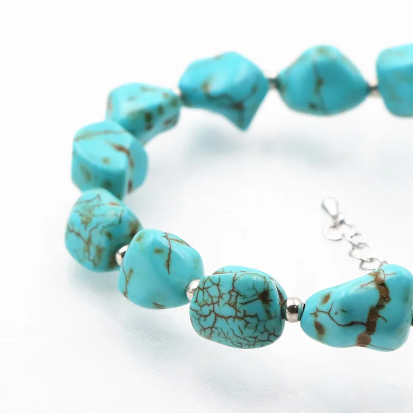 New Original DIY Bracelet Irregular Beads Women 9-11mm Turquoises Stone Strand Bracelets Bangle Wristband Jewelry 7.5inch A633