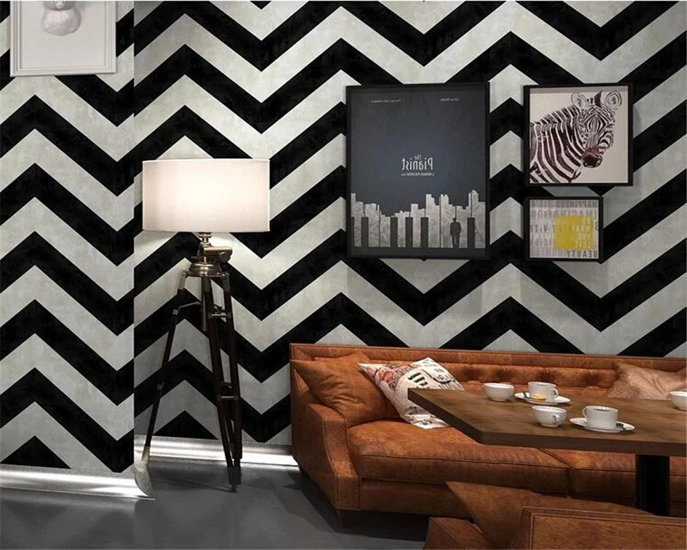 

Beibehang Black and white stripes wallpaper geometric lines bar clothing store bedroom living room background walls 3d wallpaper