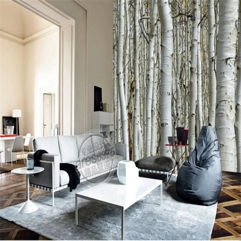 custom photo wallpaper wall murals wall stickers High-end atmospheric birch trees shocked 3D TV backdrop  wall papers