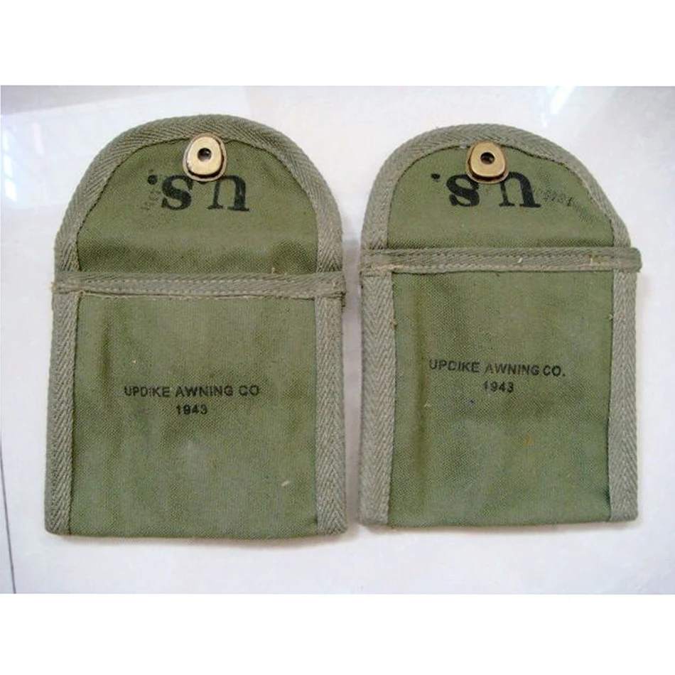 PAIR OF WW2 US MILITARY M1 CARBINE RIFLE MAG MILITARY AMMUNITION POUCH BAG