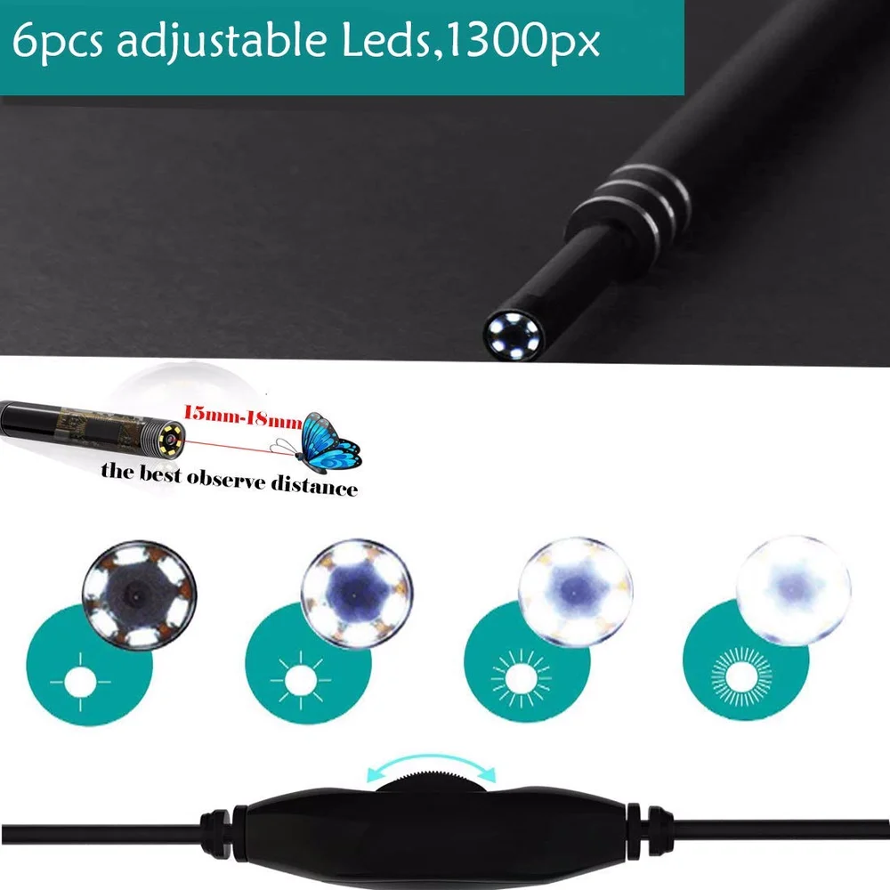 3 In 1 6Led 5.5mm 30W IP67 Waterproof Endoscope Ear Cleaner Inspection Borescope Health Care Tool for Android PC Ipad