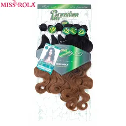 Miss Rola Ombre Hair Bundles Synthetic Hair Extensions Body Wave Bundles T1B-30 6pcs 18-22'' Hair Weaves With Free Closure