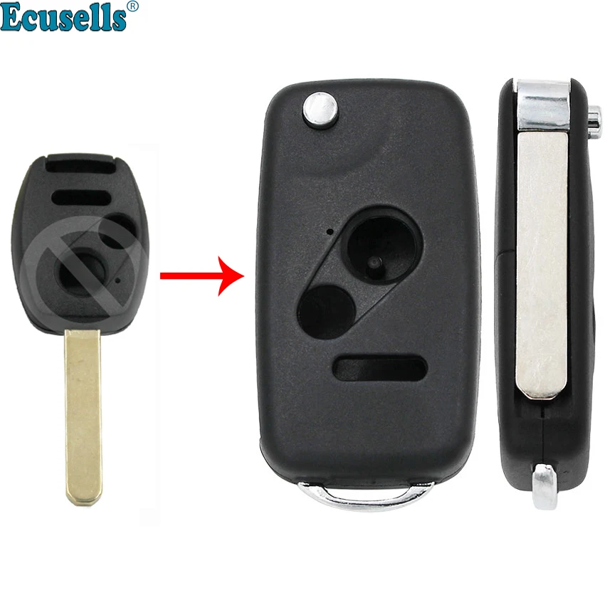 

Modified folding Flip 2+1 buttons Remote Key fob Shell housing case for HONDA Accord Civic CR-V Fit Odyssey Ridgeline Pilot